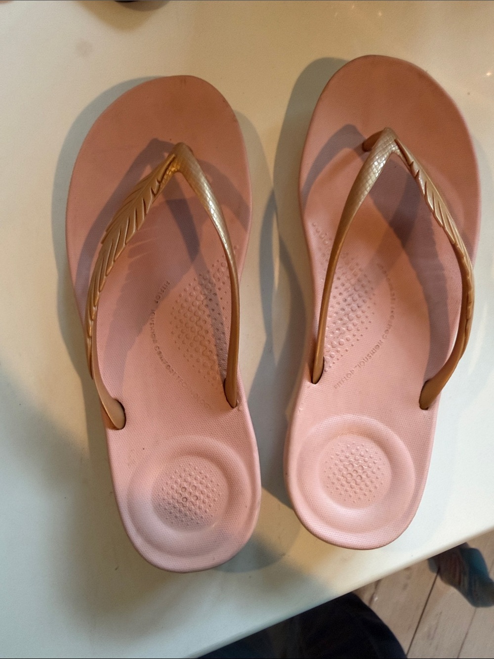 Fitflop Women’s Pink Sandals with Gold Straps